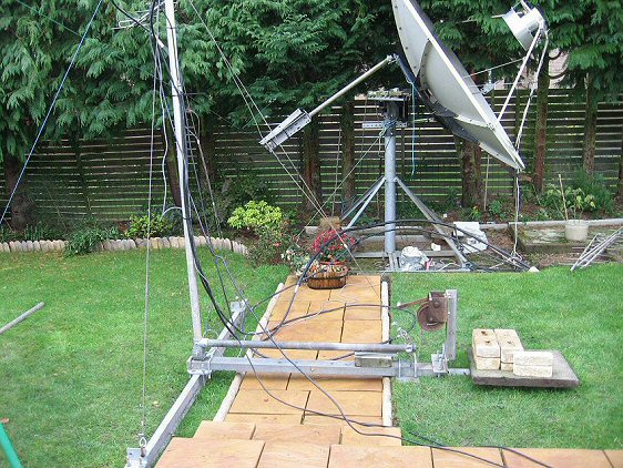 New mast-base for 70cms EME, with 23cms EME dish in background